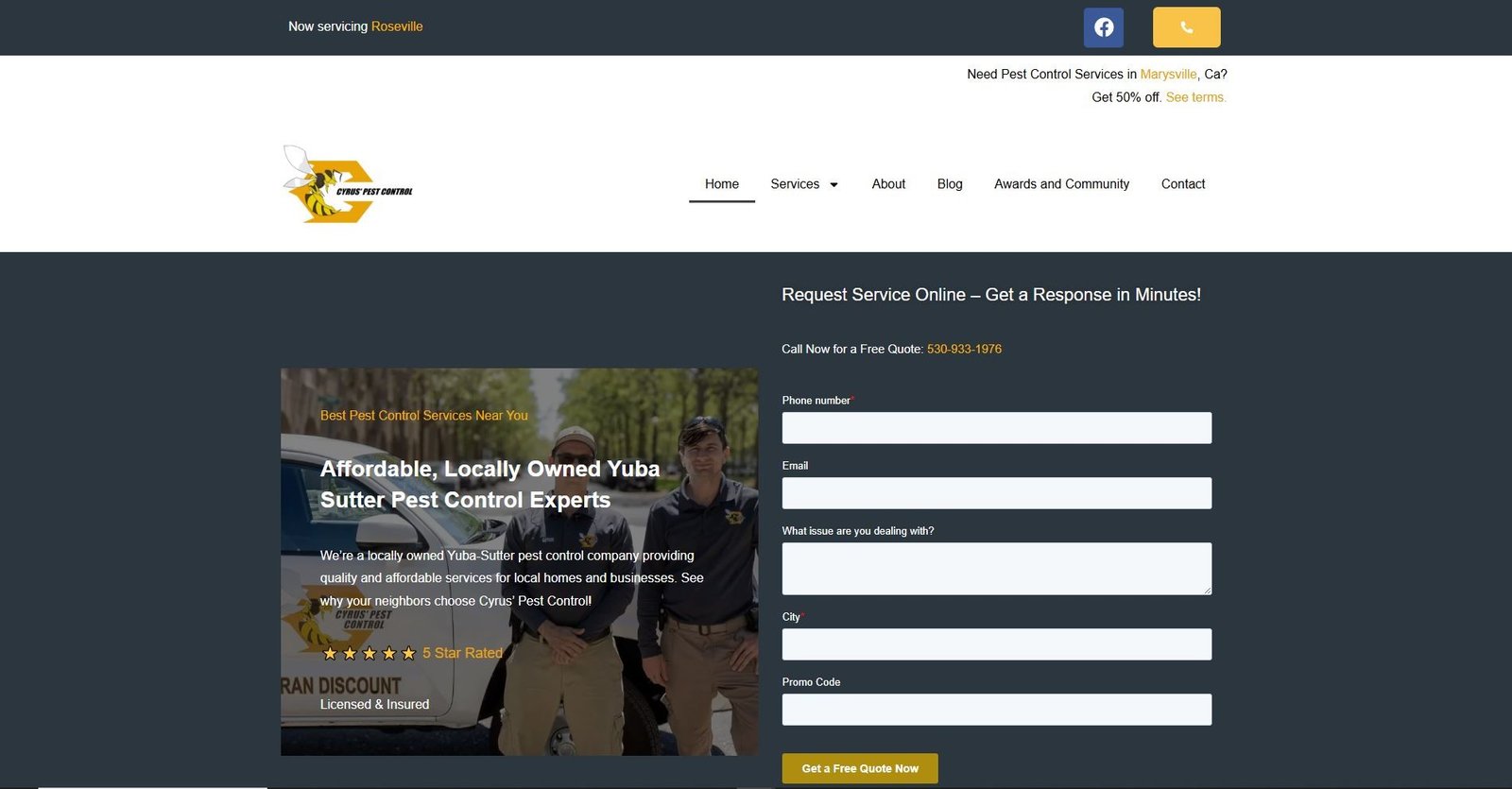 Cyrus Pest Control site preview